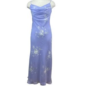 Vintage 90s CHELSEA NITES Purple Floral Chiffon Prom Dress‎ (6) Rhinestone Fairy